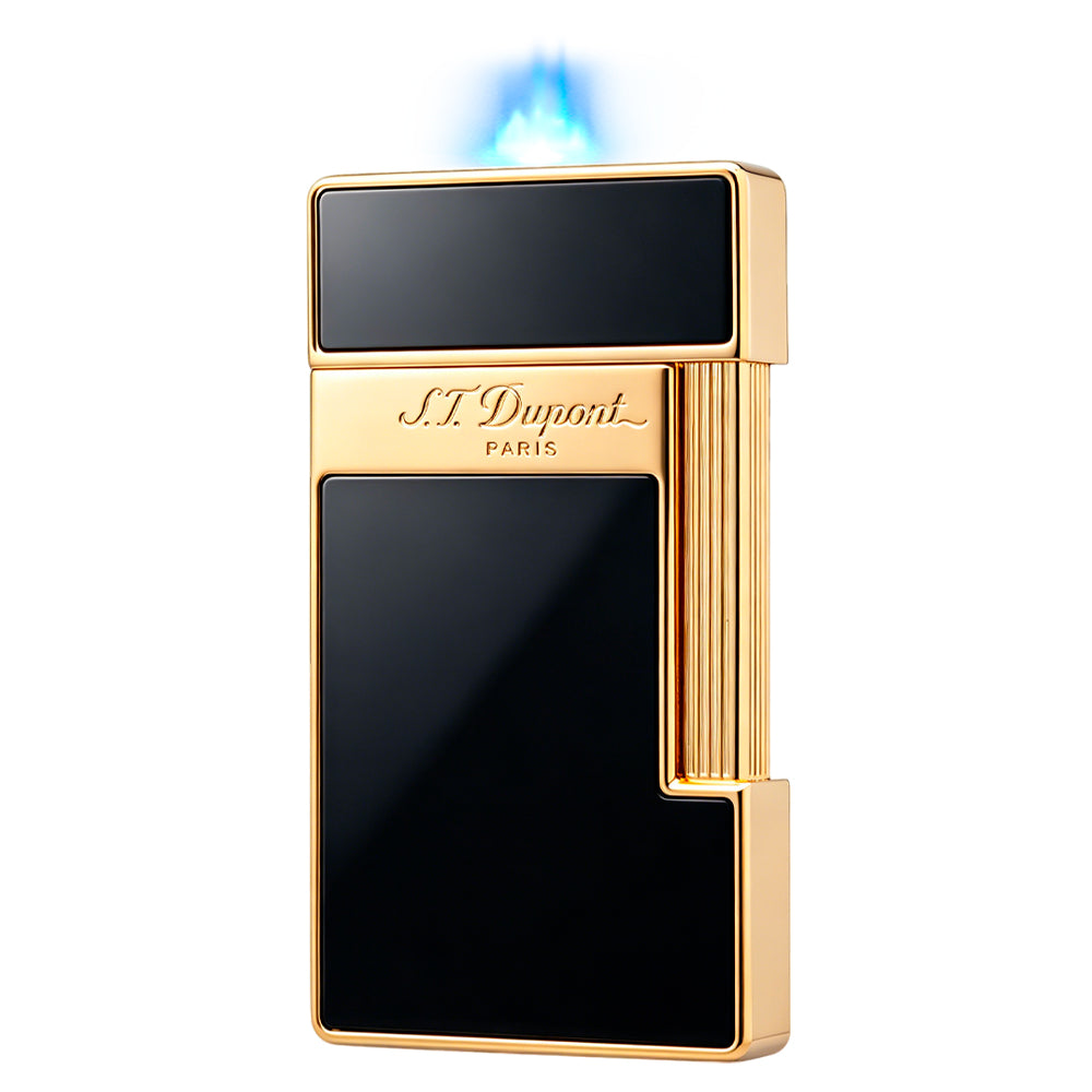 S.T. Dupont Slimmy Black Lacquer Chrome Torch Flame Luxury Lighter