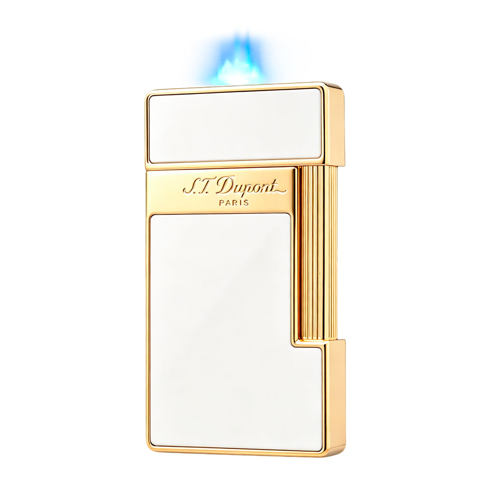 S.T. Dupont Slimmy White Lacquer Chrome Torch Flame Luxury Lighter