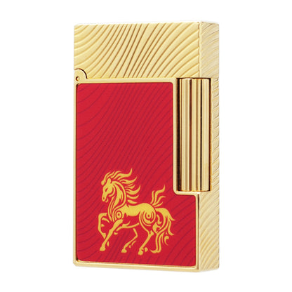 Double Flame S.T. Dupont Ligne 2 Horse mane guilloche Lighter#217