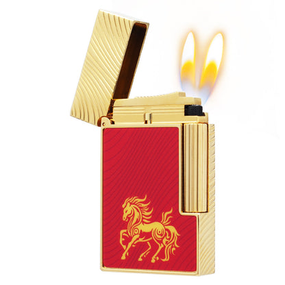 Double Flame S.T. Dupont Ligne 2 Horse mane guilloche Lighter#217