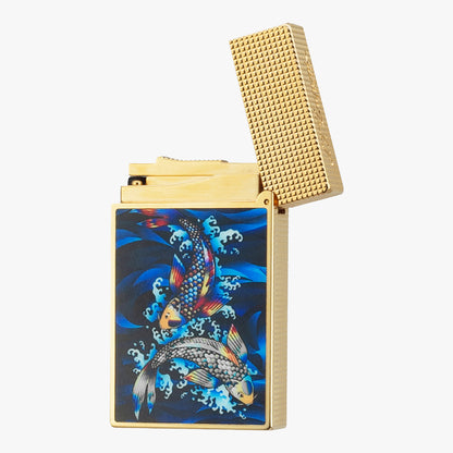 Dupont L2 Koi Fish Gold Silver Single & Double Flame Lighter #179