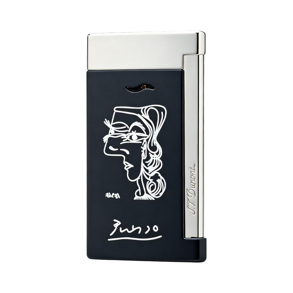 S.T. Dupont Black Silver Slim 7 Picasso-Inspired Woman Portrait Lighter #011