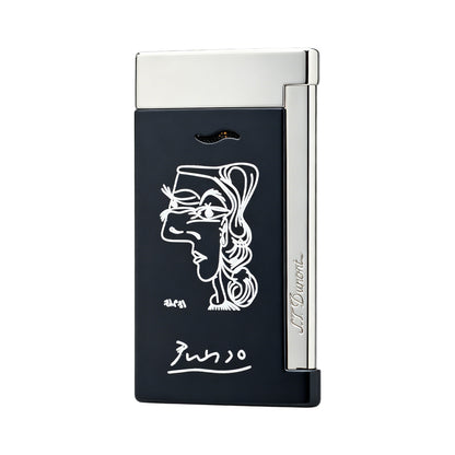 S.T. Dupont Black Silver Slim 7 Picasso-Inspired Woman Portrait Lighter #011
