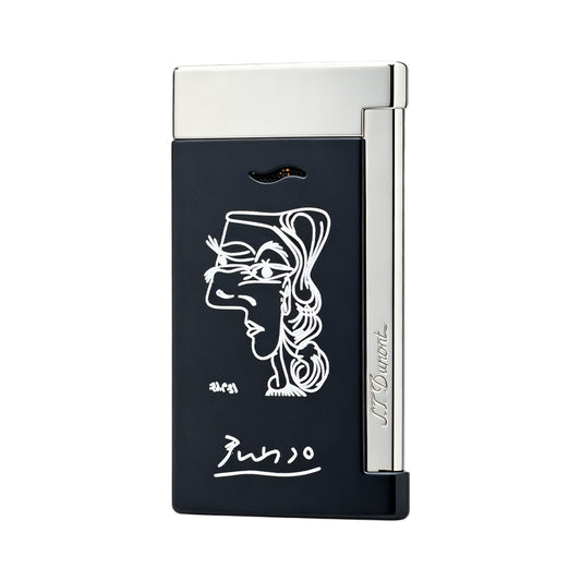 S.T. Dupont Black Silver Slim 7 Picasso-Inspired Woman Portrait Lighter #011