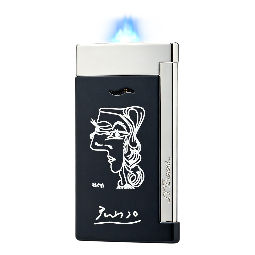S.T. Dupont Black Silver Slim 7 Picasso-Inspired Woman Portrait Lighter #011