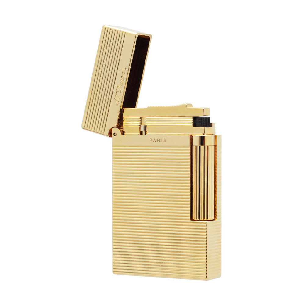 Horizontal Stripes Metal ST Dupont Ligne 2 Lighter #010 Gold