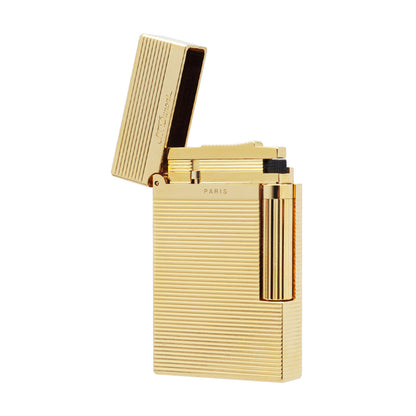 Horizontal Stripes Metal ST Dupont Ligne 2 Lighter #010 Gold