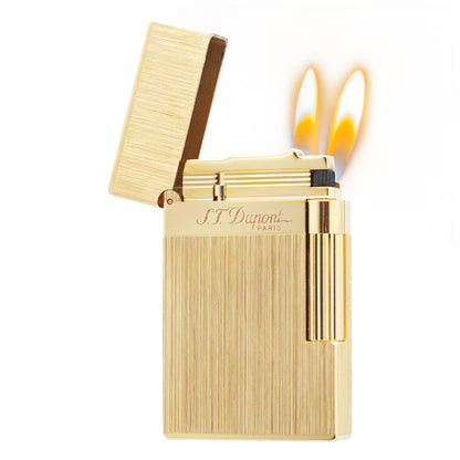 Double Flames Brushed Metal Dupont Gas Lighter #301