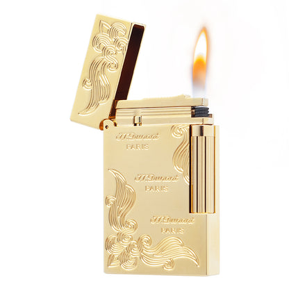 JT Dunant Lighter Three Lines Flowers Engraved #001