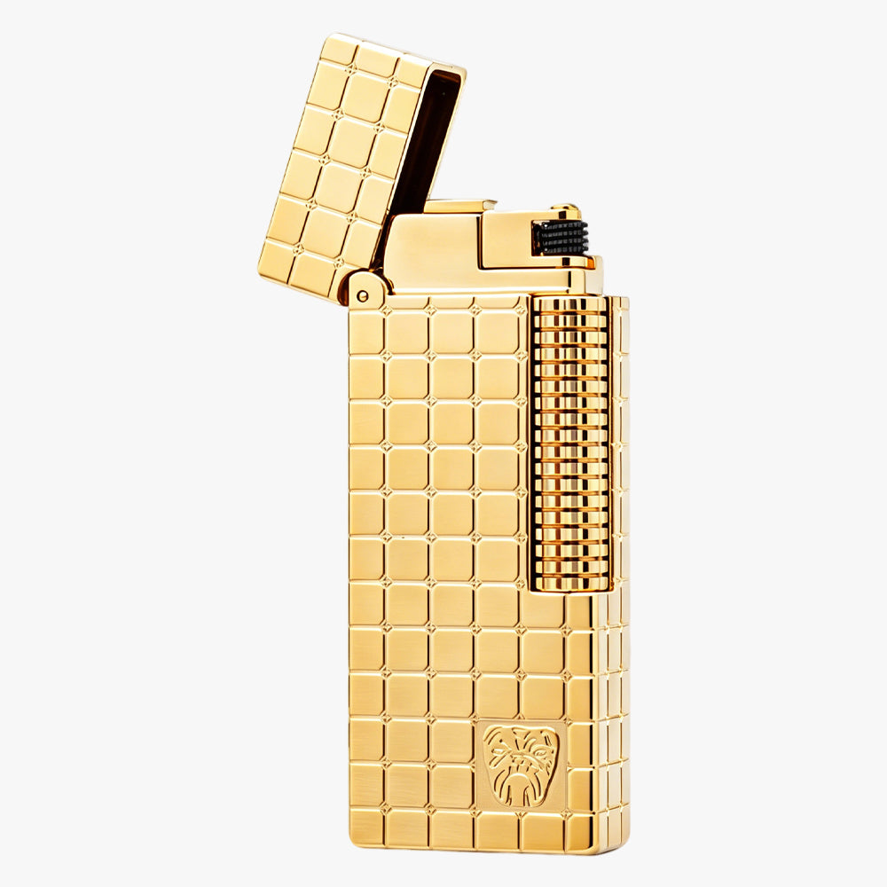 Dunh Gold Silver Square Grid Soft Flame Lighter #007