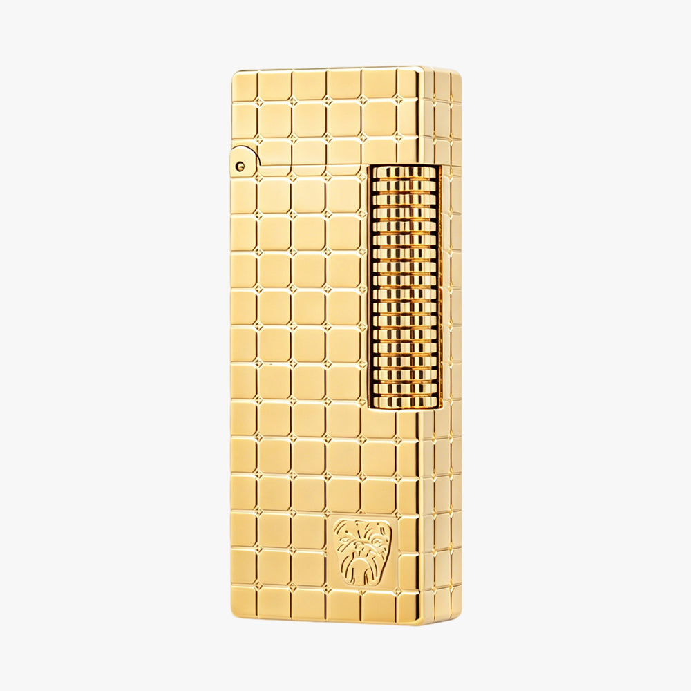 Dunh Gold Silver Square Grid Soft Flame Lighter #007