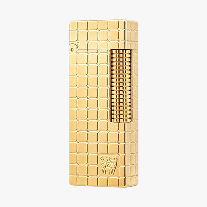 Dunh Gold Silver Square Grid Soft Flame Lighter #007