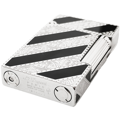 Black Slant Line Engraving St.Dupont Gas Lighter #064