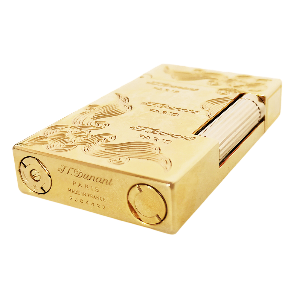 JT Dunant Lighter Three Lines Flowers Engraved #001