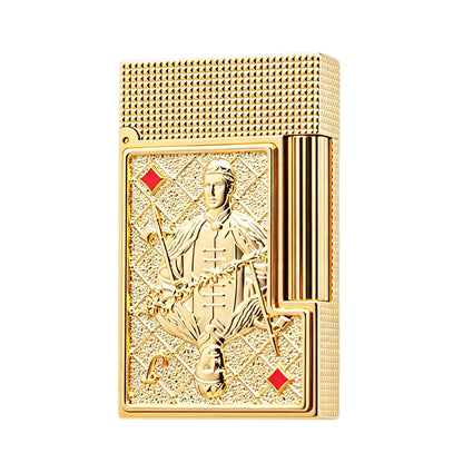 S.T. Dupont Playing Card Embossed Gold Double Flame Lighter #248