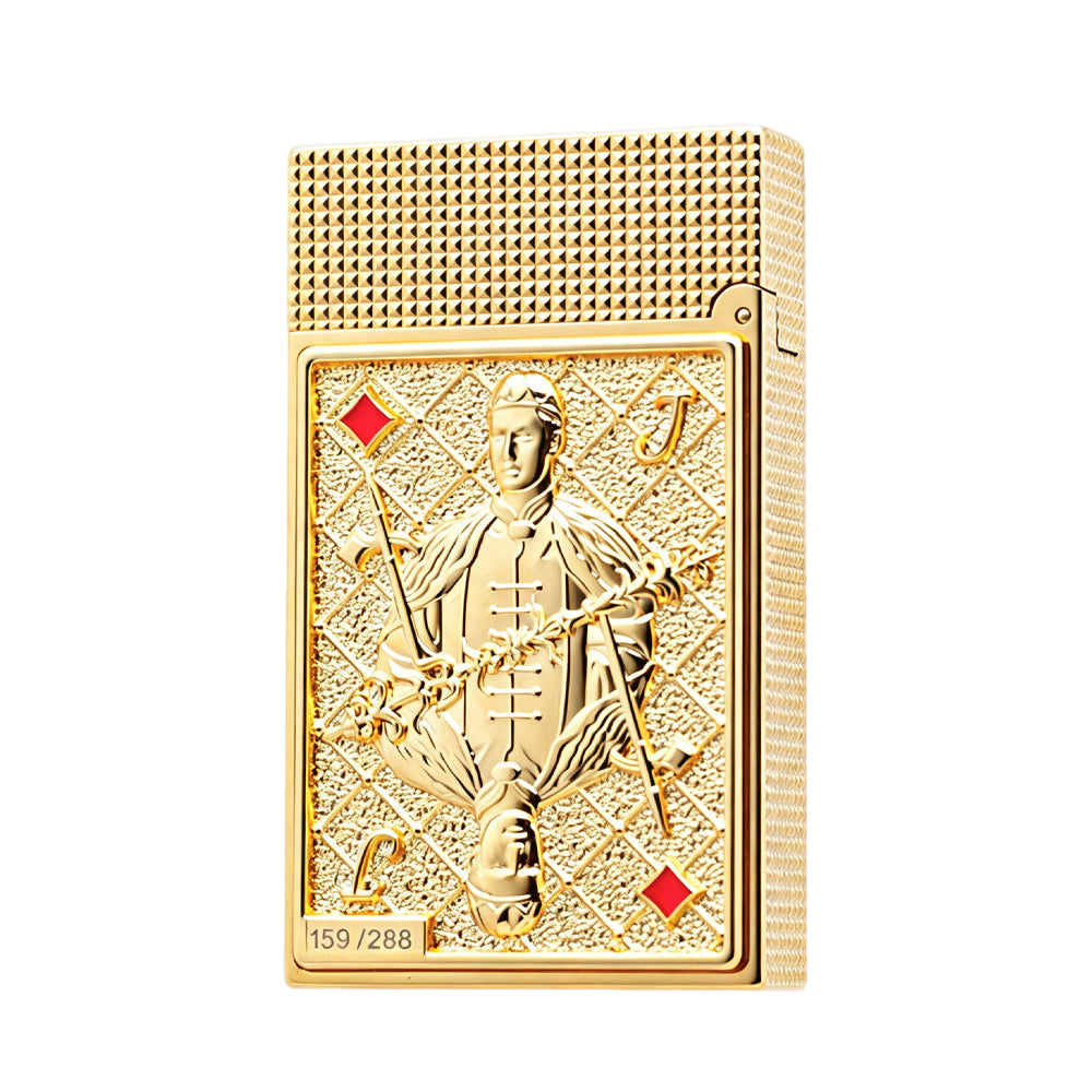 S.T. Dupont Playing Card Embossed Gold Double Flame Lighter #248