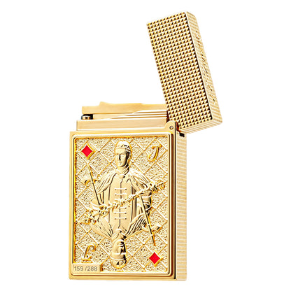 S.T. Dupont Playing Card Embossed Gold Double Flame Lighter #248