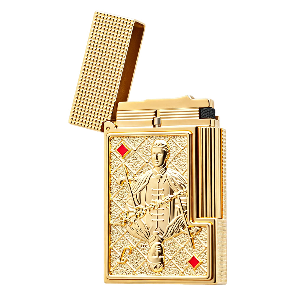 S.T. Dupont Playing Card Embossed Gold Double Flame Lighter #248