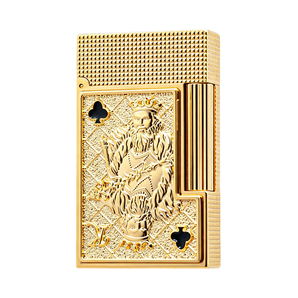 S.T. Dupont Playing Card Embossed Gold Double Flame Lighter #248