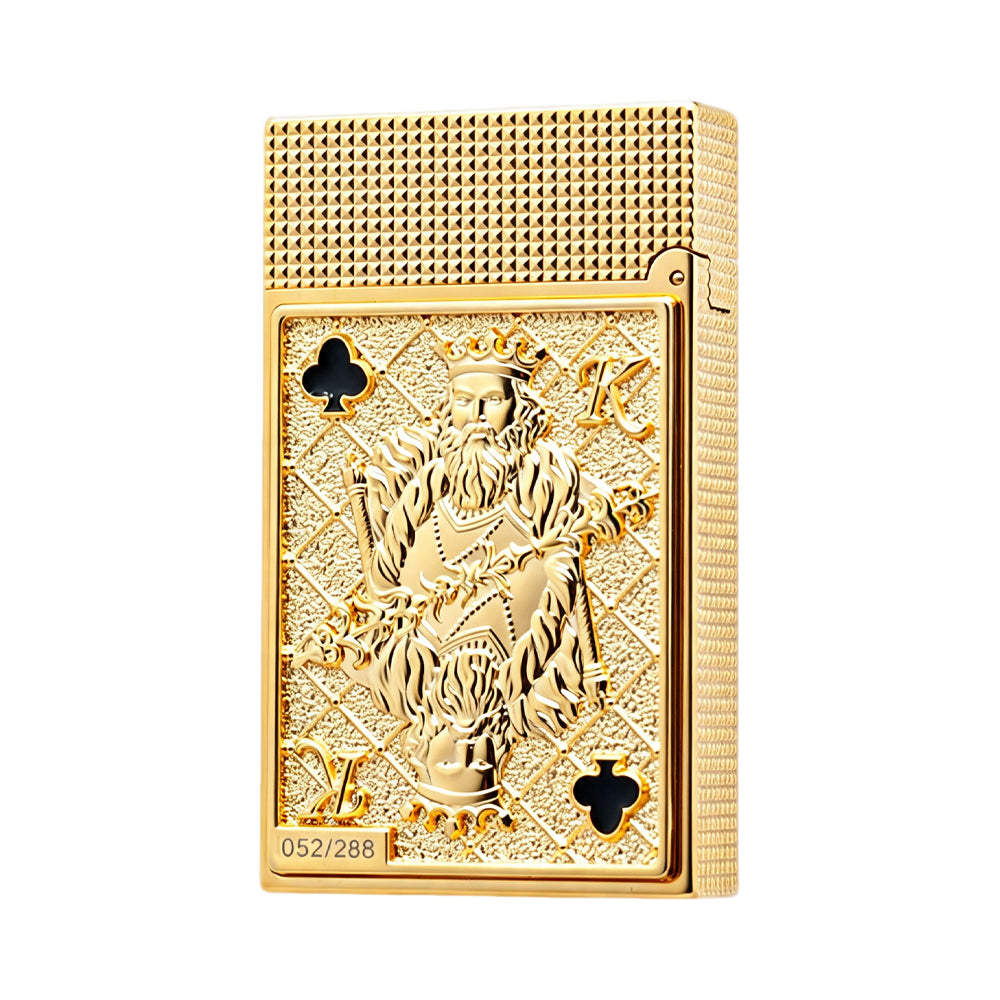 S.T. Dupont Playing Card Embossed Gold Double Flame Lighter #248