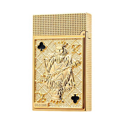 S.T. Dupont Playing Card Embossed Gold Double Flame Lighter #248