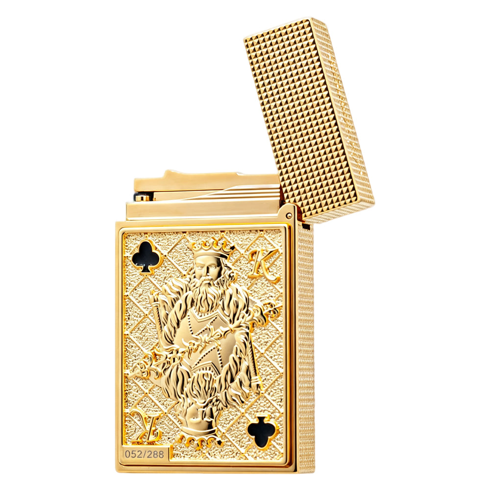 S.T. Dupont Playing Card Embossed Gold Double Flame Lighter #248