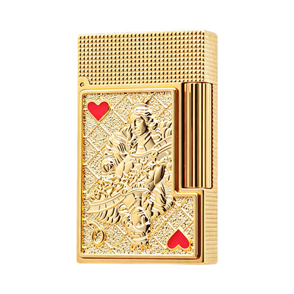 S.T. Dupont Playing Card Embossed Gold Double Flame Lighter #248