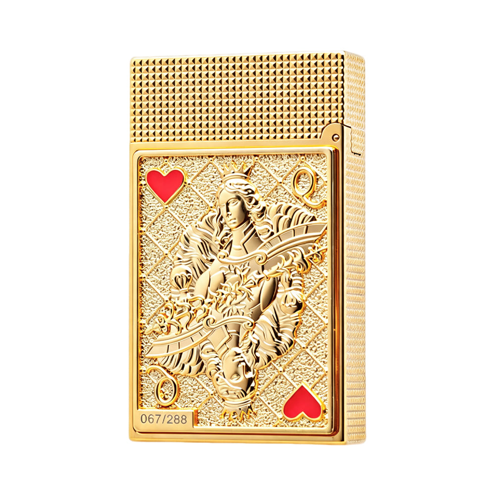 S.T. Dupont Playing Card Embossed Gold Double Flame Lighter #248
