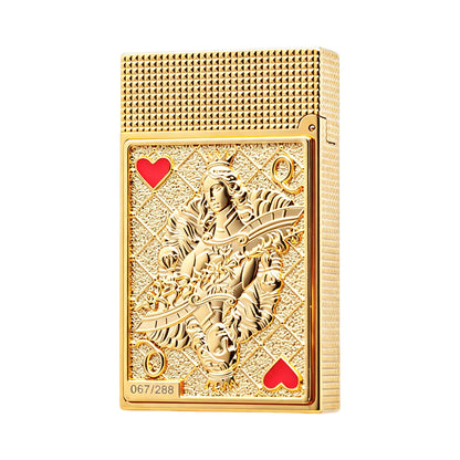 S.T. Dupont Playing Card Embossed Gold Double Flame Lighter #248