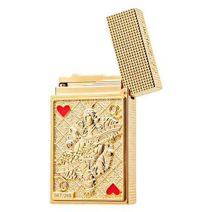 S.T. Dupont Playing Card Embossed Gold Double Flame Lighter #248