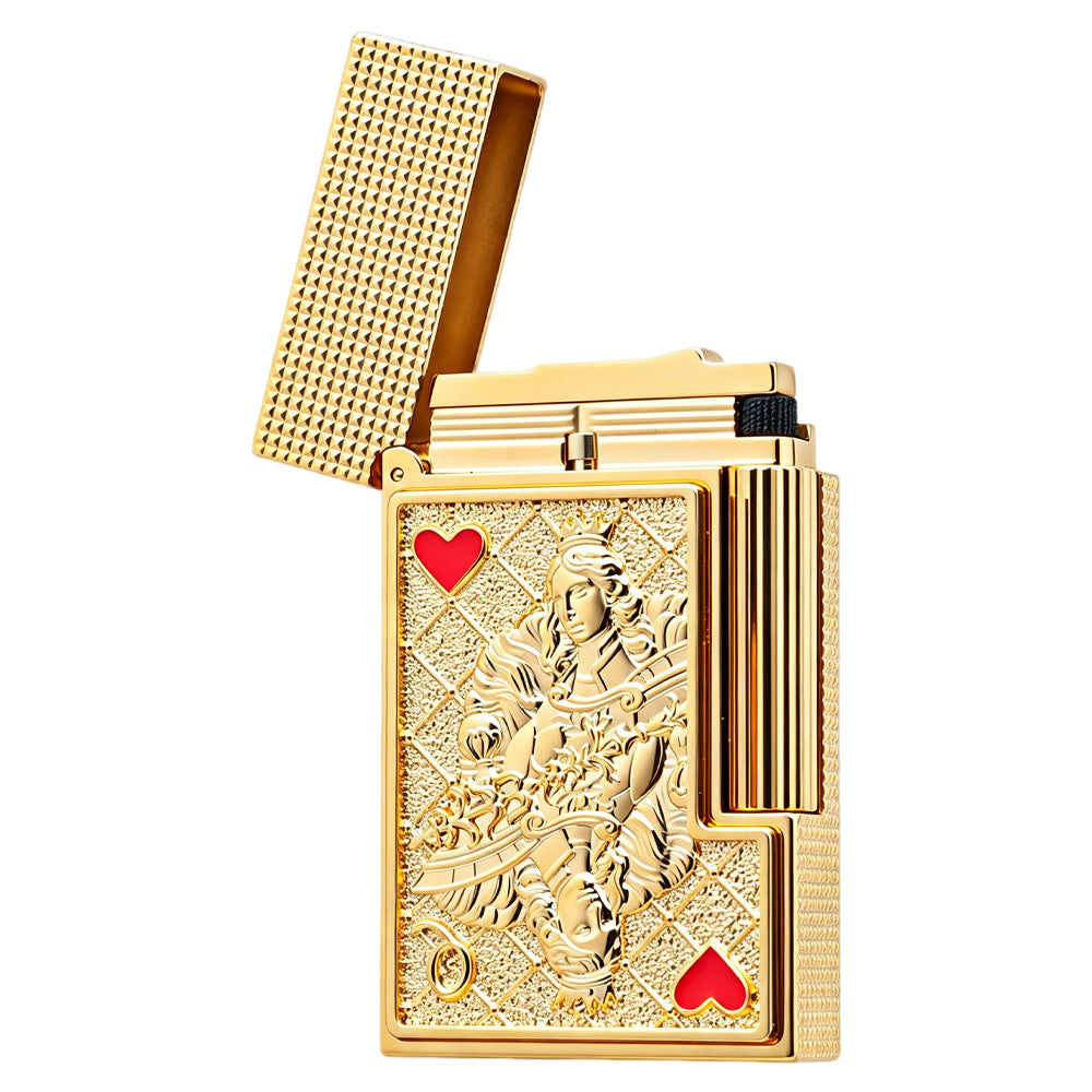 S.T. Dupont Playing Card Embossed Gold Double Flame Lighter #248