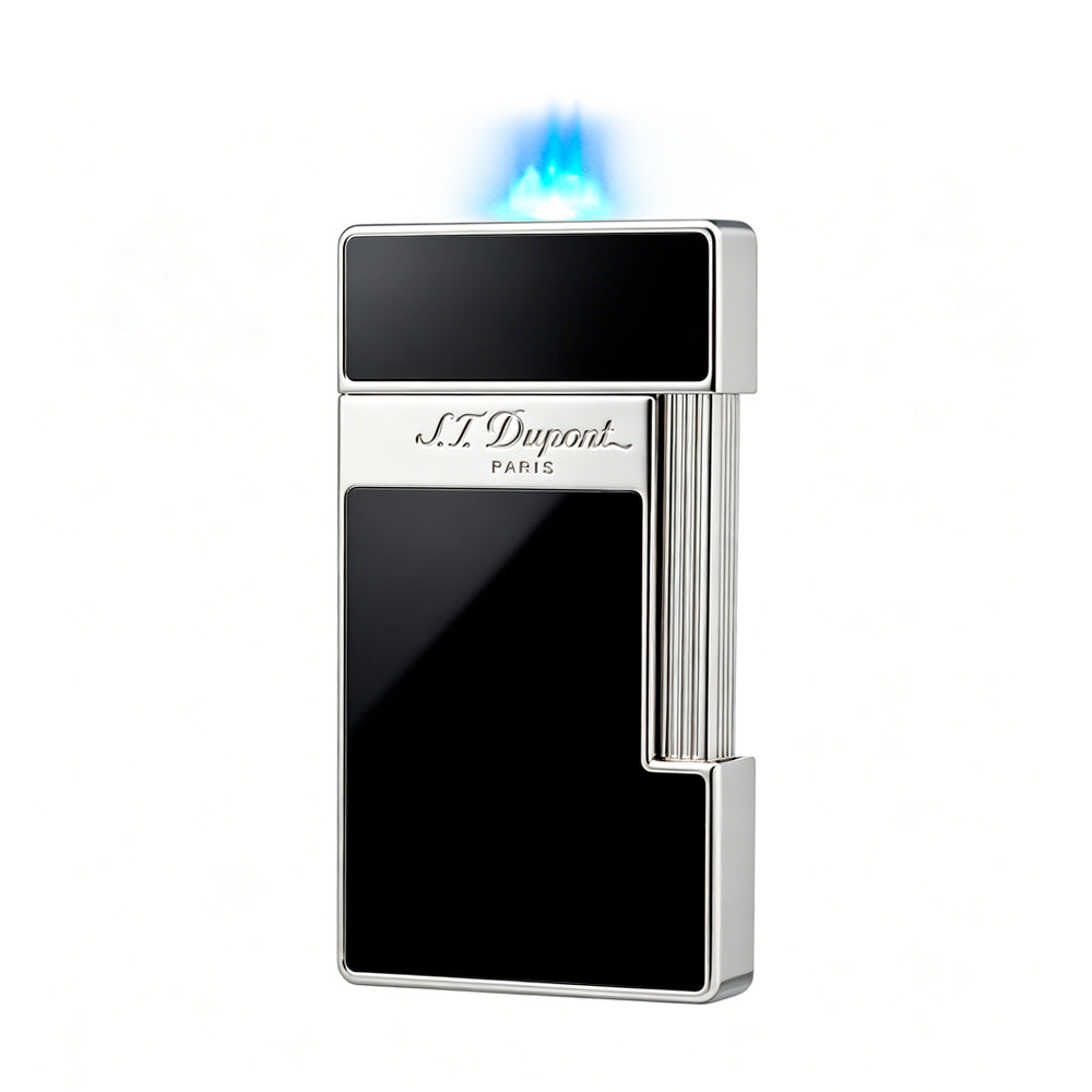 S.T. Dupont Slimmy Black Lacquer Chrome Torch Flame Luxury Lighter