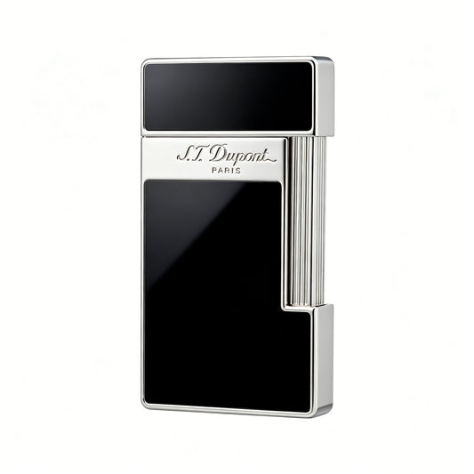 S.T. Dupont Slimmy Black Lacquer Chrome Torch Flame Luxury Lighter