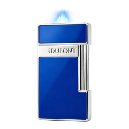S.T. Dupont Slimmy Blue Silver Lacquer Chrome Torch Flame Luxury Lighter