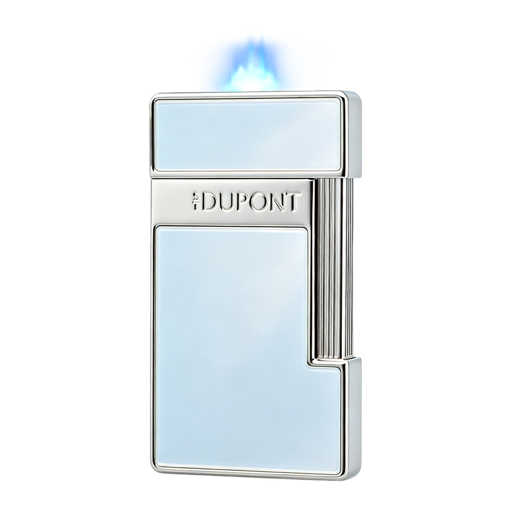S.T. Dupont Slimmy Pearl White & Silver Lacquer Chrome Torch Flame Luxury Lighter