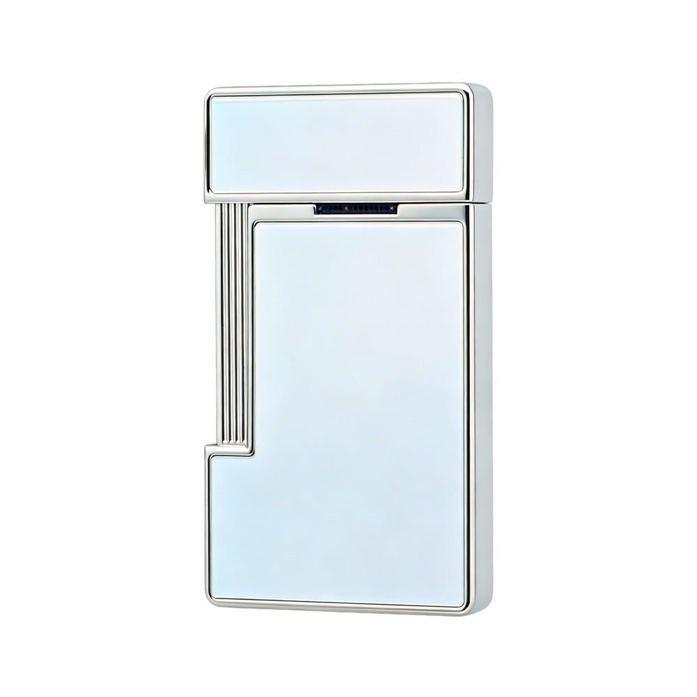 S.T. Dupont Slimmy Pearl White & Silver Lacquer Chrome Torch Flame Luxury Lighter
