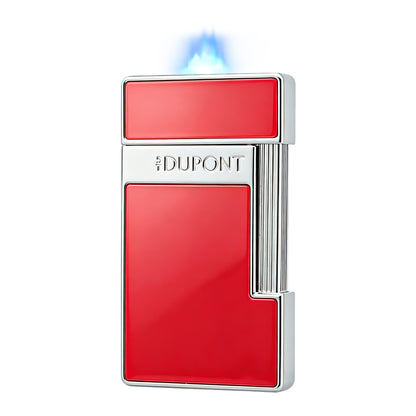 S.T. Dupont Slimmy Red & Silver Lacquer Chrome Torch Flame Luxury Lighter