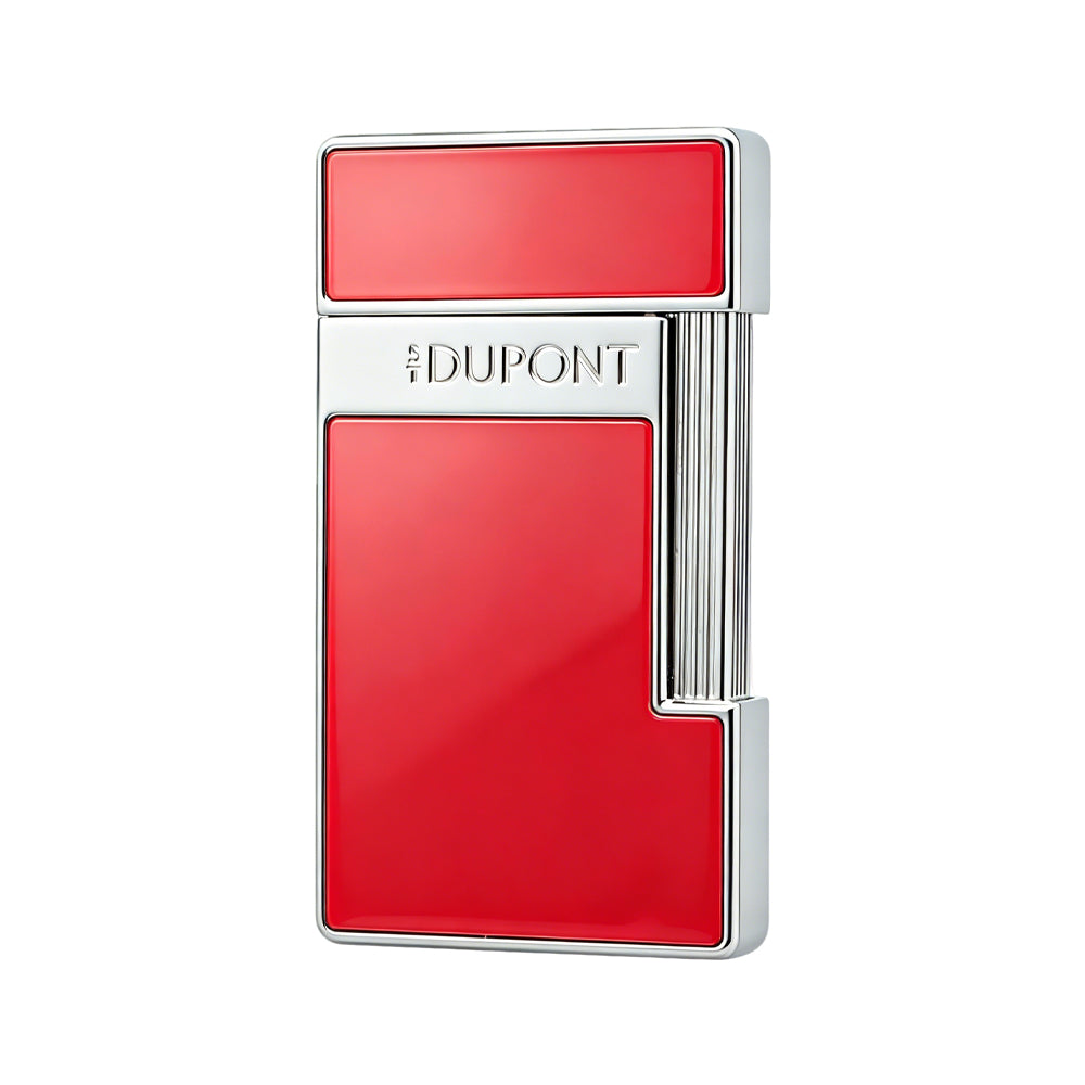 S.T. Dupont Slimmy Red & Silver Lacquer Chrome Torch Flame Luxury Lighter