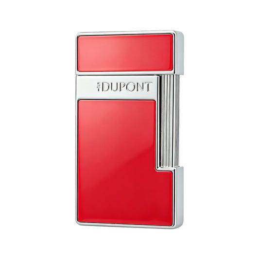 S.T. Dupont Slimmy Red & Silver Lacquer Chrome Torch Flame Luxury Lighter