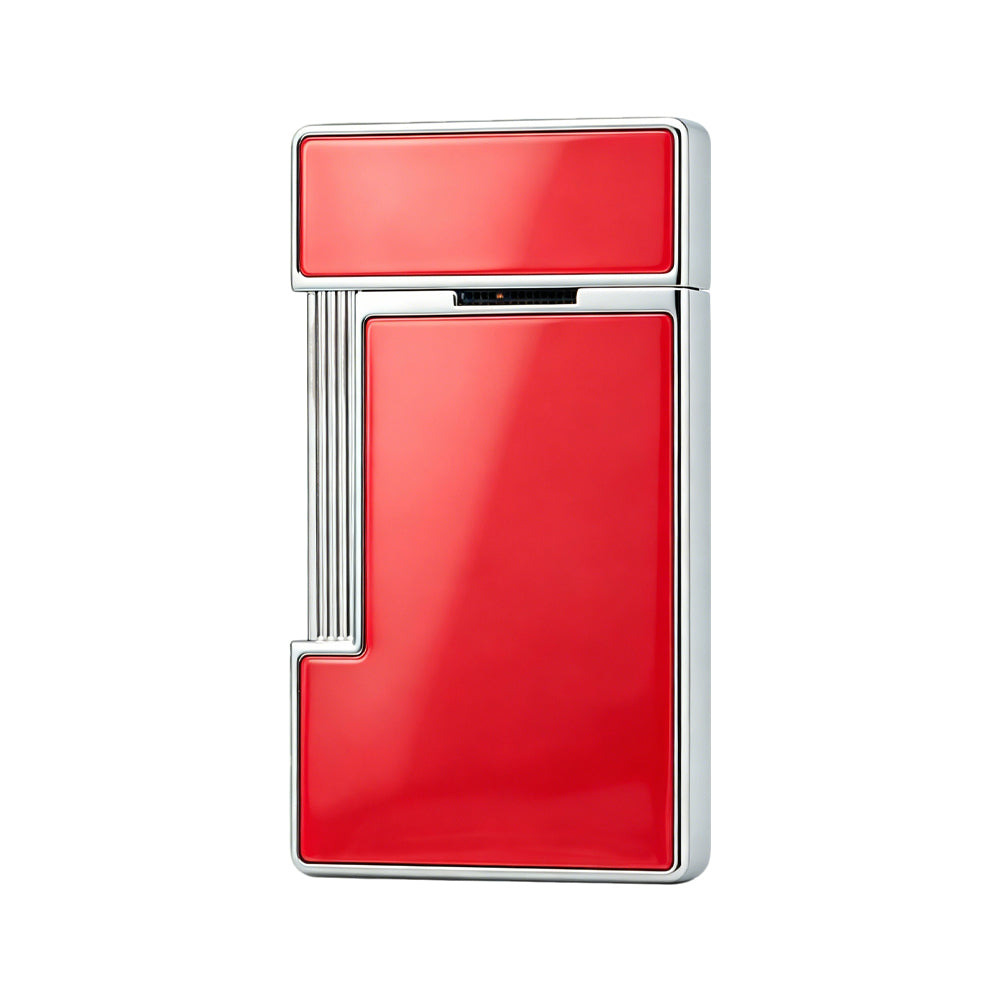 S.T. Dupont Slimmy Red & Silver Lacquer Chrome Torch Flame Luxury Lighter