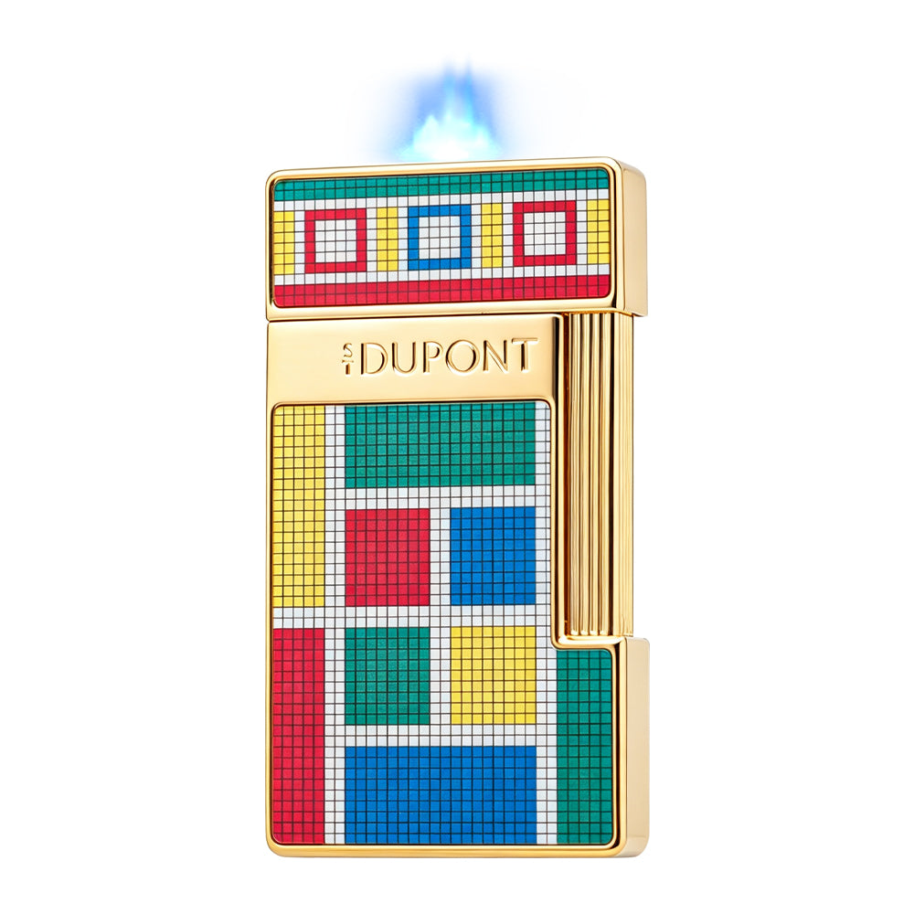 S.T. Dupont Slimmy Casablanca Multicolor Mosaic Gold Torch Flame Lighter #105