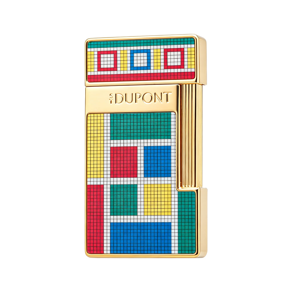 S.T. Dupont Slimmy Casablanca Multicolor Mosaic Gold Torch Flame Lighter #105