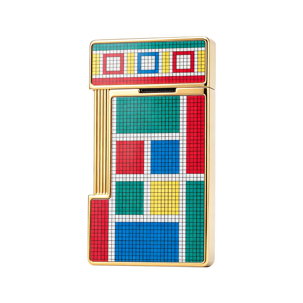 S.T. Dupont Slimmy Casablanca Multicolor Mosaic Gold Torch Flame Lighter #105