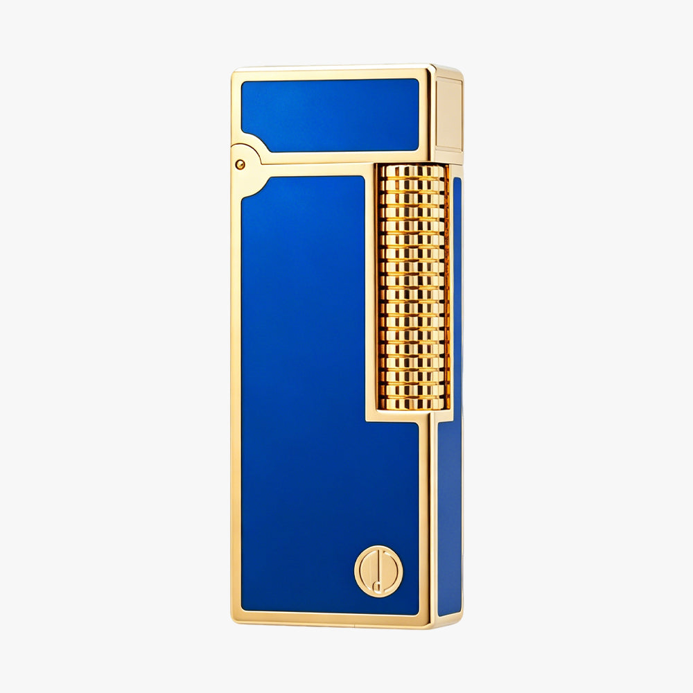 Dunh Blue Lacquer Gold Silver Soft Flame Lighter #005