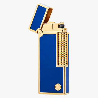 Dunh Blue Lacquer Gold Silver Soft Flame Lighter #005
