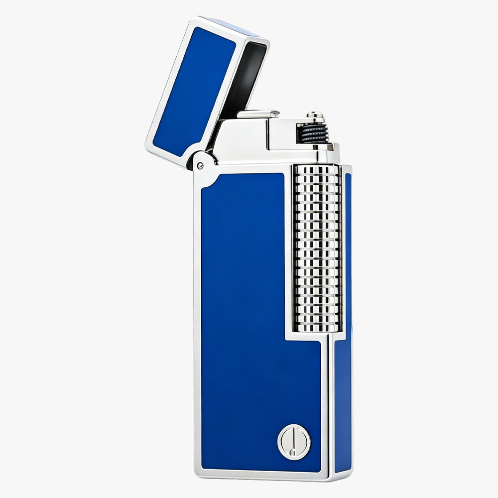 Dunh Blue Lacquer Gold Silver Soft Flame Lighter #005