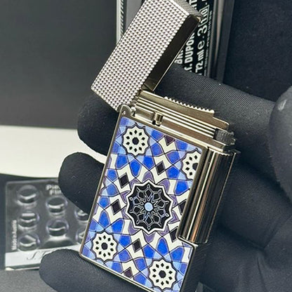 Double Flame S.T. Dupont Ligne 2 Alhambra Collection Blue Mosaic Lighter#222