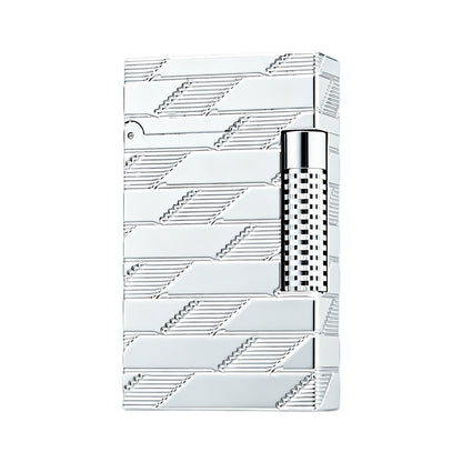 Dupont L2 Monogram Guilloche Silver Switchable Dual Flame Lighter #604