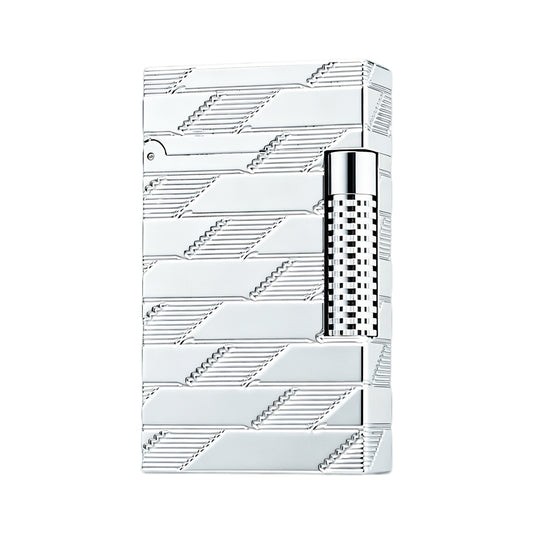 Dupont L2 Monogram Guilloche Silver Switchable Dual Flame Lighter #604