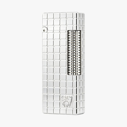 Dunh Gold Silver Square Grid Soft Flame Lighter #007